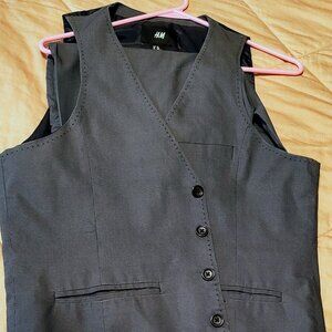H&M 2 piece suit vest set EU dark blue metallic stitched men's size 40r